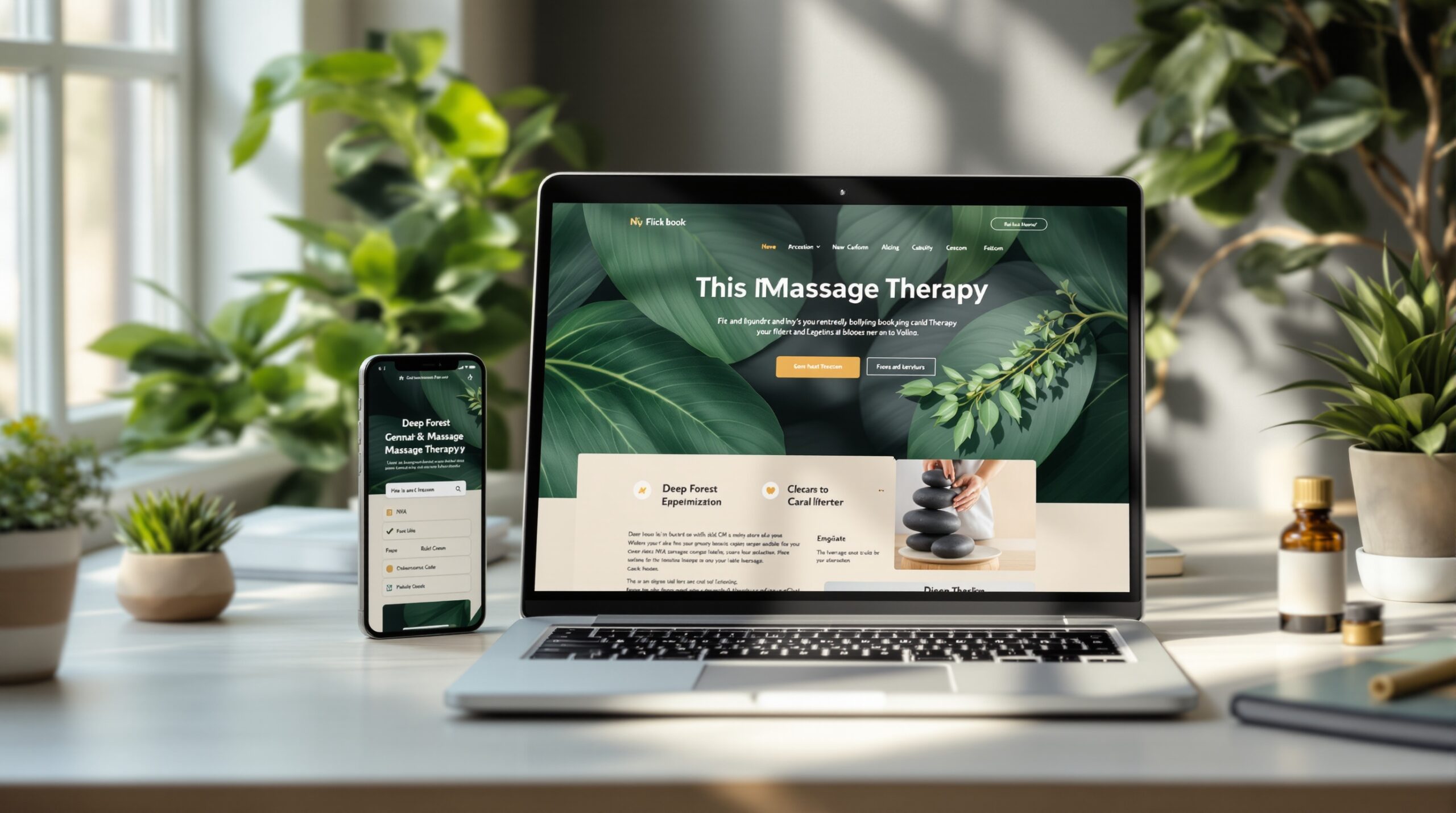 Split-screen composition showing contrast between generic booking app interface on smartphone (left side, muted colors) and e